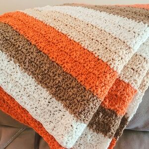 Cozy Striped Crochet Throw Blanket